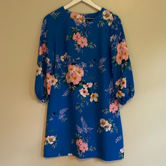 LOFT Dresses & Skirts - LOFT Petite Blue Floral Long Sleeve Dress